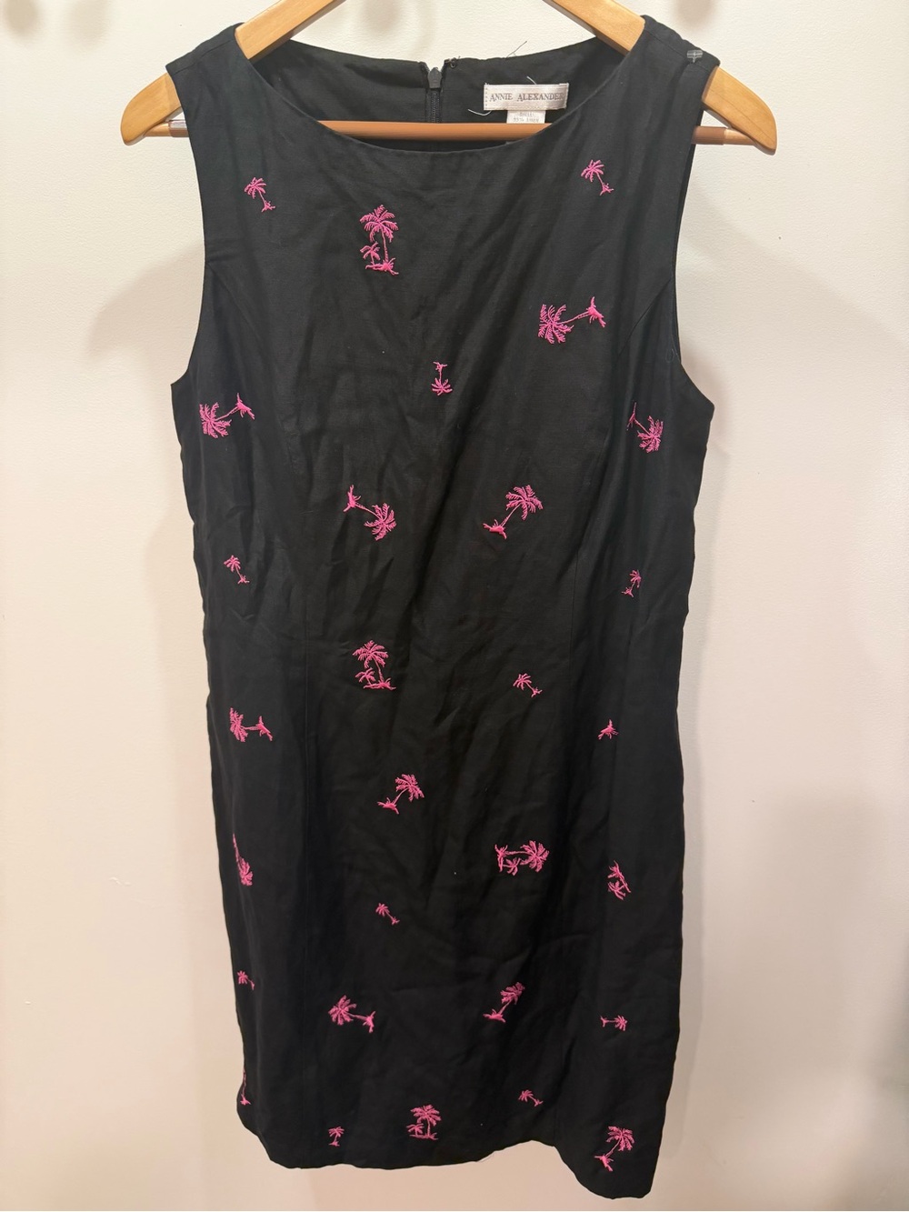 VINTAGE ANNIE ALEXANDER Women’s Linen Palm Tree Tropical Resortwear Summer Dress
